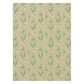 モノグラム白フローラベージュ背景 テーブルクロス (正面)