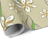 モノグラム白フローラベージュ背景 ラッピングペーパー (ロールコーナー)