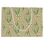 モノグラム白フローラベージュ背景 ラージペーパーバッグ (裏面)