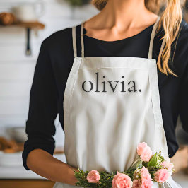 モノグラム白モダン黒シンプルエレガント名 エプロン