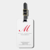 モノグラム白ユニーク赤Chubby名刺 ラゲッジタグ (正面縦)