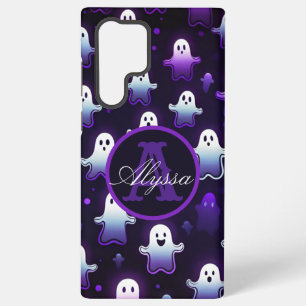 モノグラム白熱［赤熱］光を放つ幽霊in the night samsung galaxy s22 ultraケース