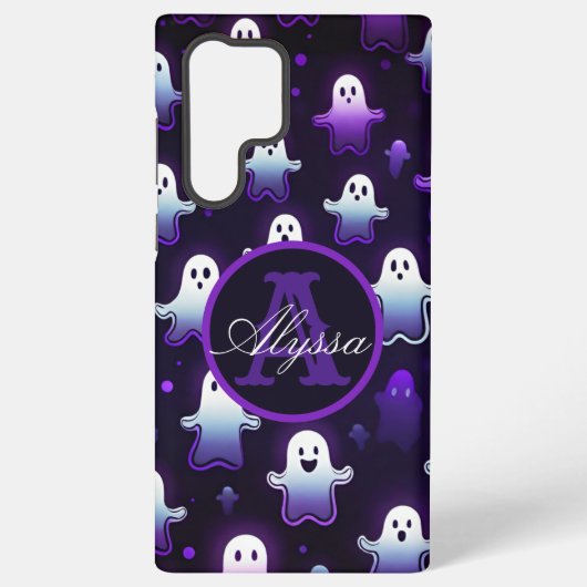 モノグラム白熱［赤熱］光を放つ幽霊in the night samsung galaxyケース (裏面)