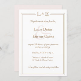 モノグラム白赤面金ゴールドモダンアンパ結婚サンド 招待状