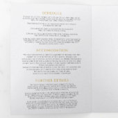 モノグラム白金ゴールド結婚ブラックの食事RSVPマップ 三つ折り招待状 (内部最初)