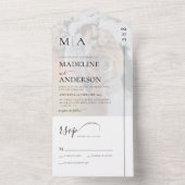 モノグラム白黒とオーバーレイ結婚写真 オールインワン招待状 (内側)