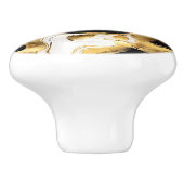 モノグラム白黒と金ゴールドフェイク大理石 セラミックノブ (側面)