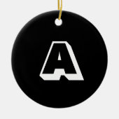 モノグラム白黒カスタムイニシャルクリスマス セラミックオーナメント (正面)