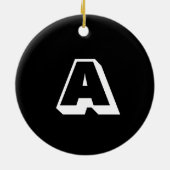 モノグラム白黒カスタムイニシャルクリスマス セラミックオーナメント (裏面)