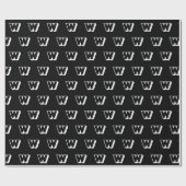 モノグラム白黒カスタムイニシャルパターン ラッピングペーパー (フラット)