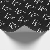 モノグラム白黒カスタムイニシャル数パターン ラッピングペーパー (角)