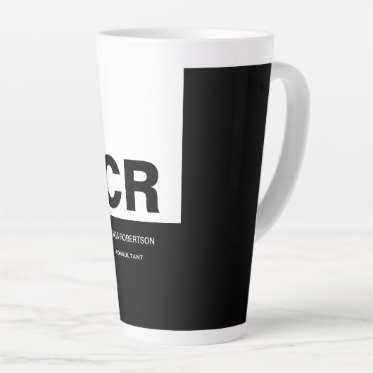 モノグラム白黒カスタムギフト作成 カフェラテマグ (右アングル)