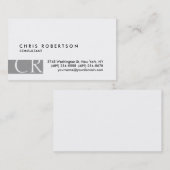 モノグラム白黒グレイストライプ名刺 名刺 (正面/裏面)