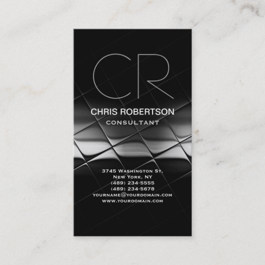 モノグラム白黒グレーコンサルタント名刺 名刺 (正面)