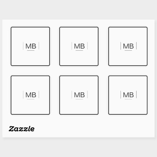 モノグラム白黒シンプルプロフェッショナル スクエアシール (シート)