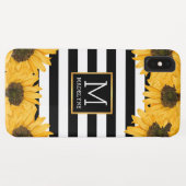 モノグラム白黒ストライプのひまわり金ゴールド Case-Mate iPhoneケース (裏面(横))