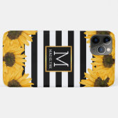 モノグラム白黒ストライプのひまわり金ゴールド Case-Mate iPhoneケース (裏面(横))