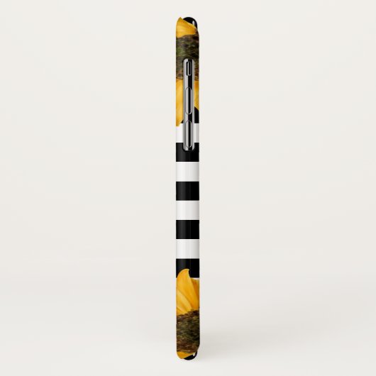 モノグラム白黒ストライプのひまわり金ゴールド Case-Mate iPhoneケース (裏面/左)