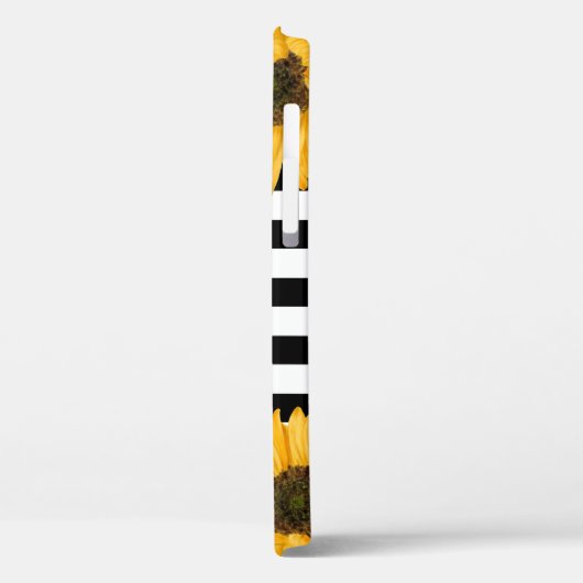 モノグラム白黒ストライプのひまわり金ゴールド Case-Mate iPhoneケース (裏面 / 左)