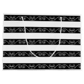 モノグラム白黒ストライプのデザイン ラージペーパーバッグ (裏面)