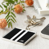 モノグラム白黒ストライプメンズ キーホルダー (側面)