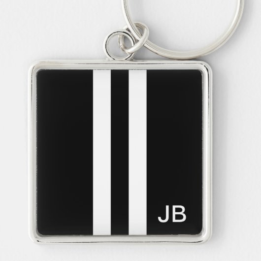モノグラム白黒ストライプメンズ キーホルダー (正面)
