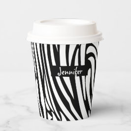 モノグラム白黒ゼブラストライプのパターン 紙コップ