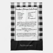 モノグラム白黒バッファロージンガムプレイド キッチンタオル (縦)