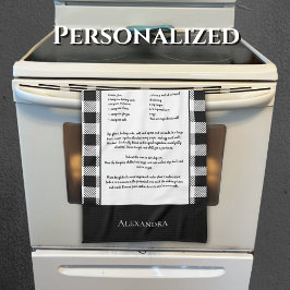 モノグラム白黒バッファロージンガムプレイド キッチンタオル