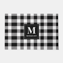 モノグラム白黒バッファロープレイド ドアマット