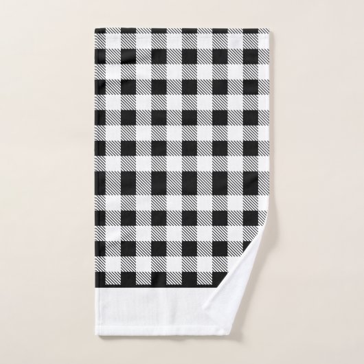 モノグラム白黒バッファロープレイド バスタオルセット (ハンドタオル)