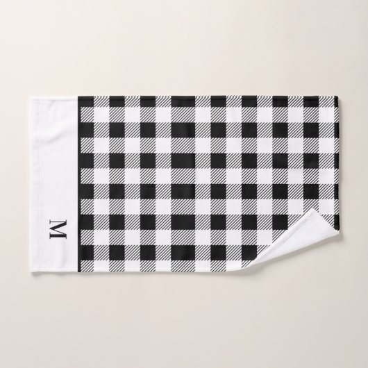モノグラム白黒バッファロープレイド バスタオルセット (ハンドタオル)