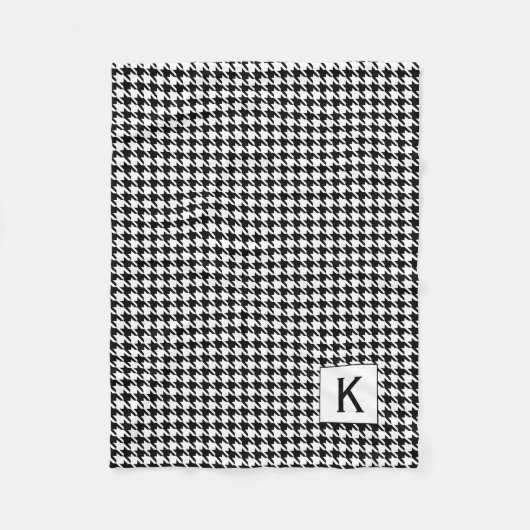 モノグラム白黒パテ千鳥格子のトロン フリースブランケット (正面)