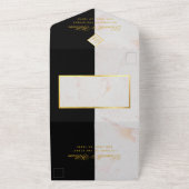 モノグラム白黒フェイクマーブルゴールドフォイル結婚ズ オールインワン招待状 (外側)