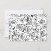 モノグラム白黒フローラルパターン サンキューカード (裏面)
