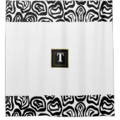 モノグラム白黒ブラシテクスチャシャワーカータイ シャワーカーテン (正面)