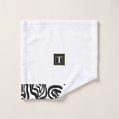 モノグラム白黒ブラシテクスチャ バスタオルセット (ウォッシュタオル)