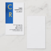 モノグラム白黒ブループレーン名刺 名刺 (正面/裏面)