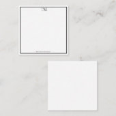 モノグラム白黒プロフェッショナル エレガント ノートカード (正面/裏面)