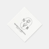 モノグラム白黒ミニマクラシックリスト結婚ズ スタンダードカクテルナプキン (角)