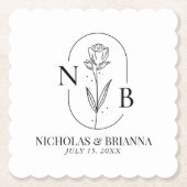 モノグラム白黒ミニマクラシックリスト結婚ズ ペーパーコースター (正面)
