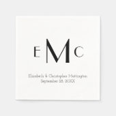 モノグラム白黒ミニマ結婚リストデイトナプキ スタンダードカクテルナプキン (正面)