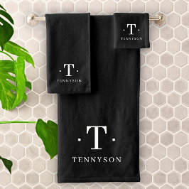 モノグラム白黒モダンミニマルエレガントリスト バスタオルセット