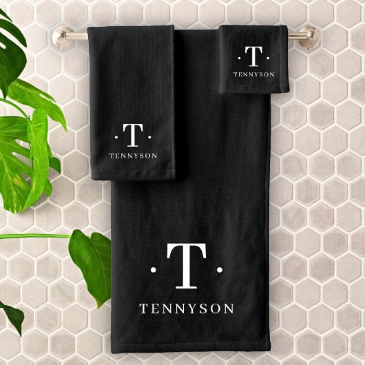 モノグラム白黒モダンミニマルエレガントリスト バスタオルセット