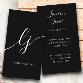 モノグラム白黒モダン書フェミニン道 名刺