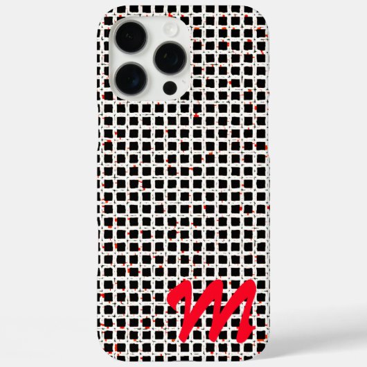 モノグラム白黒レッドパターンのカスタマイズ Case-Mate iPhoneケース (裏面)