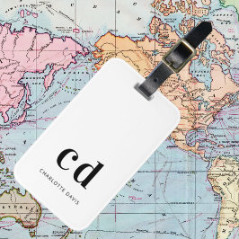 モノグラム白黒名イニシャル エレガント ラゲッジタグ