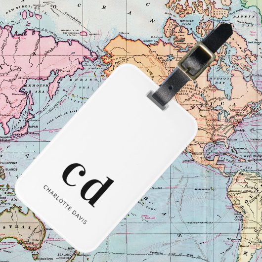 モノグラム白黒名イニシャル エレガント ラゲッジタグ