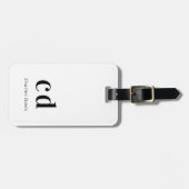 モノグラム白黒名イニシャル モダン ラゲッジタグ (正面横)