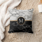 モノグラム白黒大理石 – あなたの手紙/年 クッション (ブランケット)